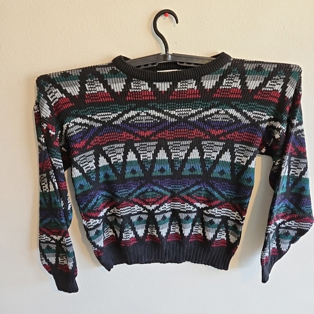 Vintage Sears Sweater Mens Size‎ M 90s Geometric Design Colorful Made In USA